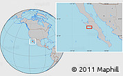 Gray Location Map of the area around 26° 50' 27" N, 113° 49' 29" W