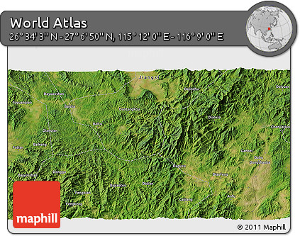 Satellite 3D Map of the Area around 26° 50' 27" N, 115° 40' 30" E
