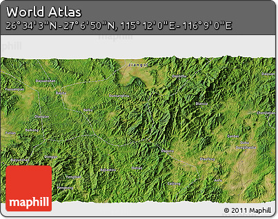 Satellite 3D Map of the Area around 26° 50' 27" N, 115° 40' 30" E