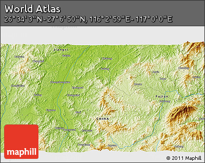 Physical 3D Map of the Area around 26° 50' 27" N, 116° 31' 30" E