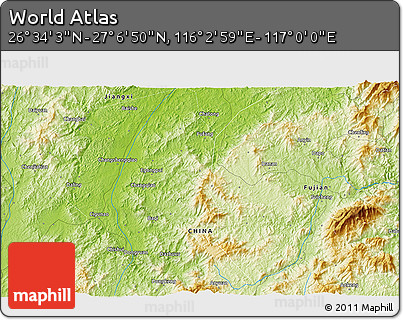 Physical 3D Map of the Area around 26° 50' 27" N, 116° 31' 30" E