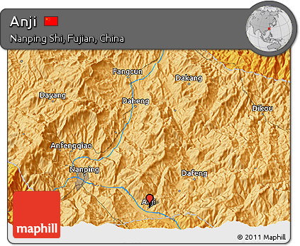 Political 3D Map of Anji