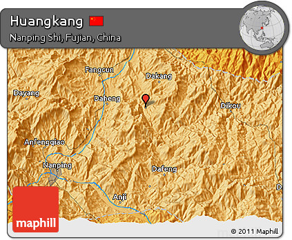 Political 3D Map of Huangkang