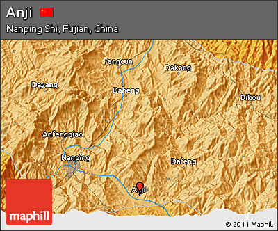 Political 3D Map of Anji