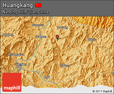 Political 3D Map of Huangkang