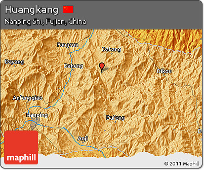 Political 3D Map of Huangkang