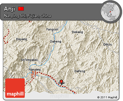 Shaded Relief 3D Map of Anji