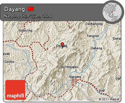 Shaded Relief 3D Map of Dayang