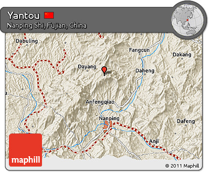 Shaded Relief 3D Map of Yantou