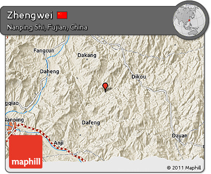 Shaded Relief 3D Map of Zhengwei
