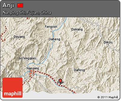 Shaded Relief 3D Map of Anji