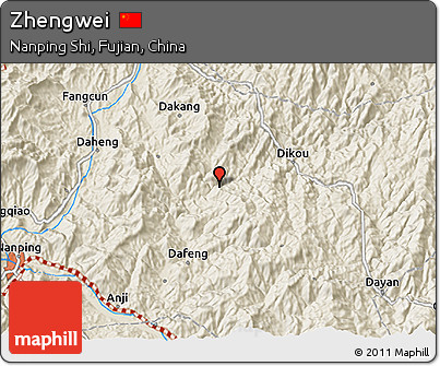 Shaded Relief 3D Map of Zhengwei