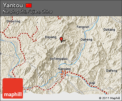 Shaded Relief 3D Map of Yantou