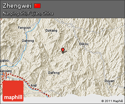 Shaded Relief 3D Map of Zhengwei