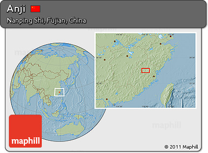 Savanna Style Location Map of Anji, hill shading