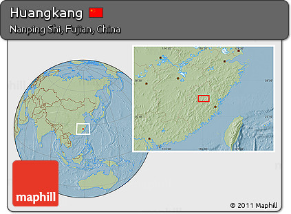 Savanna Style Location Map of Huangkang, hill shading