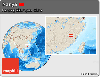 Shaded Relief Location Map of Nanya