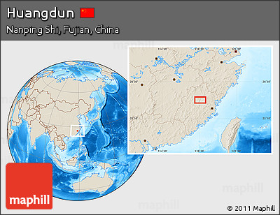 Shaded Relief Location Map of Huangdun