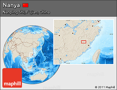 Shaded Relief Location Map of Nanya