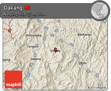 Shaded Relief Map of Dakang
