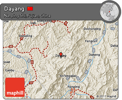 Shaded Relief Map of Dayang