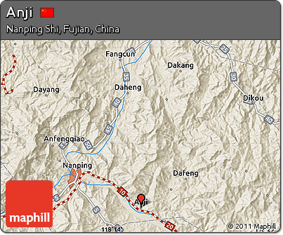 Shaded Relief Map of Anji