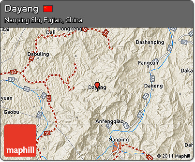 Shaded Relief Map of Dayang