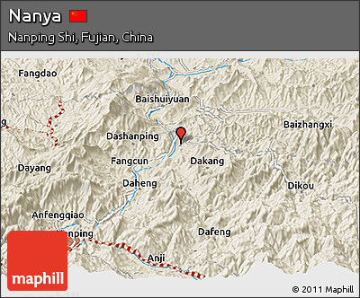 Shaded Relief Panoramic Map of Nanya