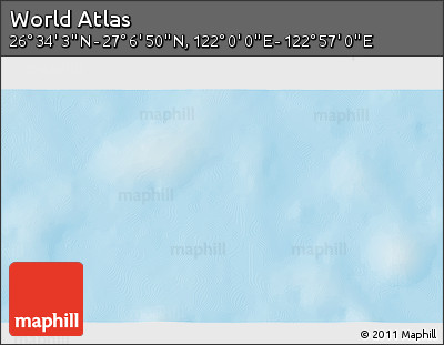 Physical 3D Map of the Area around 26° 50' 27" N, 122° 28' 29" E