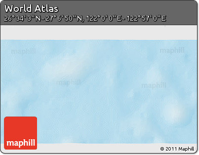 Physical 3D Map of the Area around 26° 50' 27" N, 122° 28' 29" E