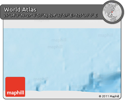 Physical 3D Map of the Area around 26° 50' 27" N, 125° 1' 30" E