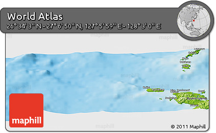 Physical Panoramic Map of the Area around 26° 50' 27" N, 127° 34' 30" E