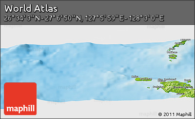 Physical Panoramic Map of the Area around 26° 50' 27" N, 127° 34' 30" E