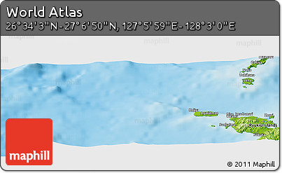 Physical Panoramic Map of the Area around 26° 50' 27" N, 127° 34' 30" E