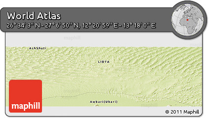 Physical Panoramic Map of the Area around 26° 50' 27" N, 12° 49' 29" E