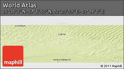 Physical Panoramic Map of the Area around 26° 50' 27" N, 12° 49' 29" E