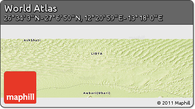 Physical Panoramic Map of the Area around 26° 50' 27" N, 12° 49' 29" E