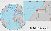 Gray Location Map of the area around 26° 50' 27" N, 12° 40' 30" W