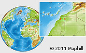 Physical Location Map of the area around 26° 50' 27" N, 12° 40' 30" W