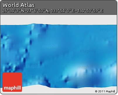 Physical 3D Map of the Area around 26° 50' 27" N, 134° 22' 30" E