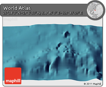 Satellite 3D Map of the Area around 26° 50' 27" N, 135° 13' 29" E