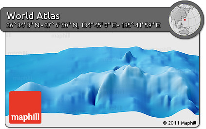 Physical Panoramic Map of the Area around 26° 50' 27" N, 135° 13' 29" E