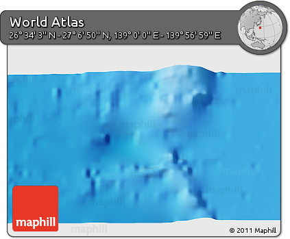 Physical 3D Map of the Area around 26° 50' 27" N, 139° 28' 29" E