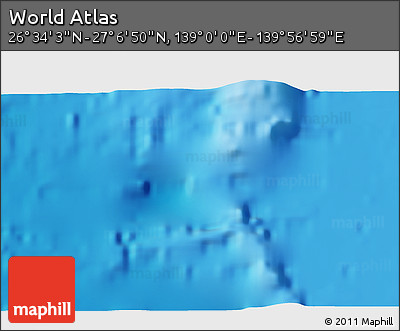 Physical 3D Map of the Area around 26° 50' 27" N, 139° 28' 29" E