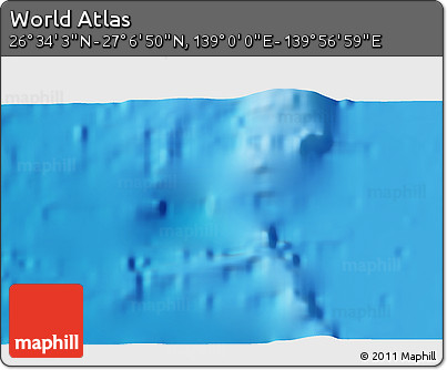 Physical 3D Map of the Area around 26° 50' 27" N, 139° 28' 29" E