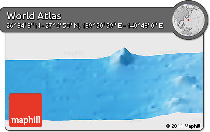 Physical Panoramic Map of the Area around 26° 50' 27" N, 140° 19' 29" E