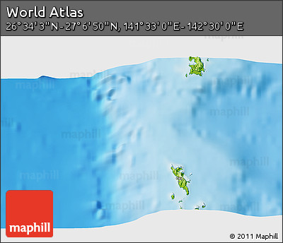 Physical 3D Map of the Area around 26° 50' 27" N, 142° 1' 30" E