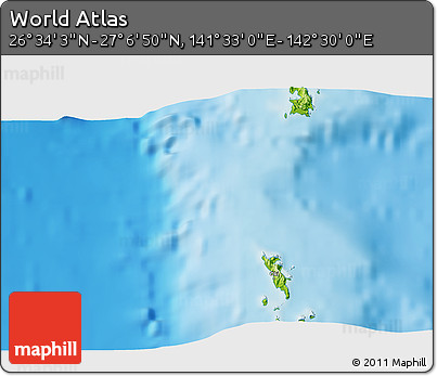 Physical 3D Map of the Area around 26° 50' 27" N, 142° 1' 30" E