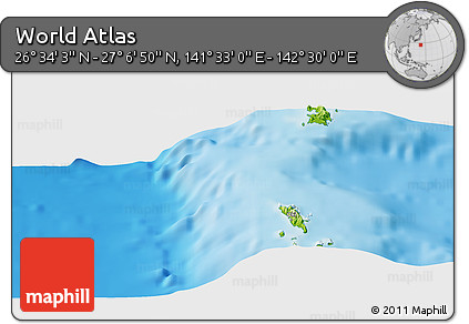 Physical Panoramic Map of the Area around 26° 50' 27" N, 142° 1' 30" E