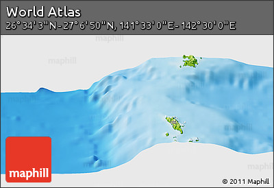 Physical Panoramic Map of the Area around 26° 50' 27" N, 142° 1' 30" E